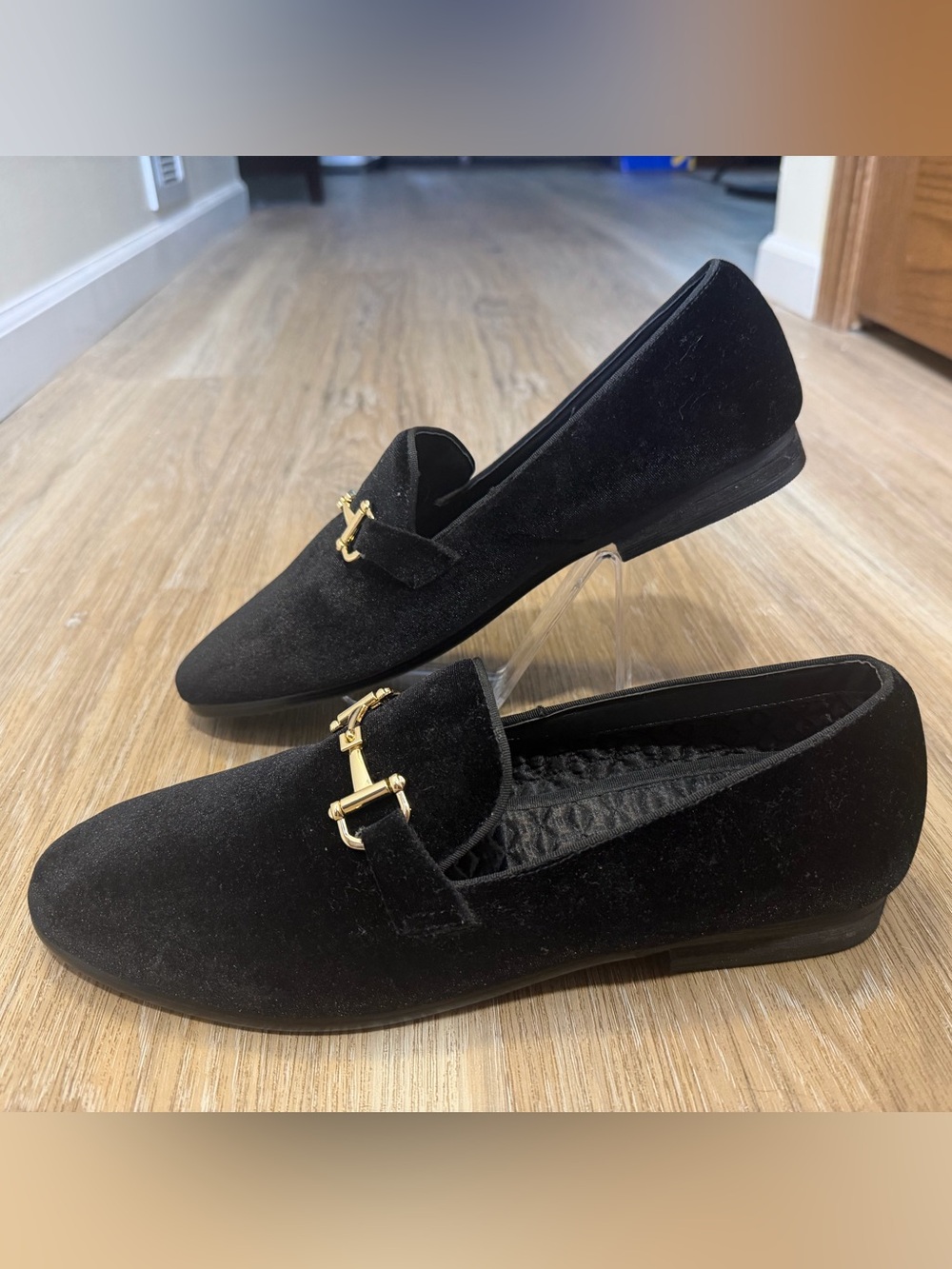 NEW Steve Madden Dodson Black Velvet Gold Horsebit Loafers Men’s 11.5